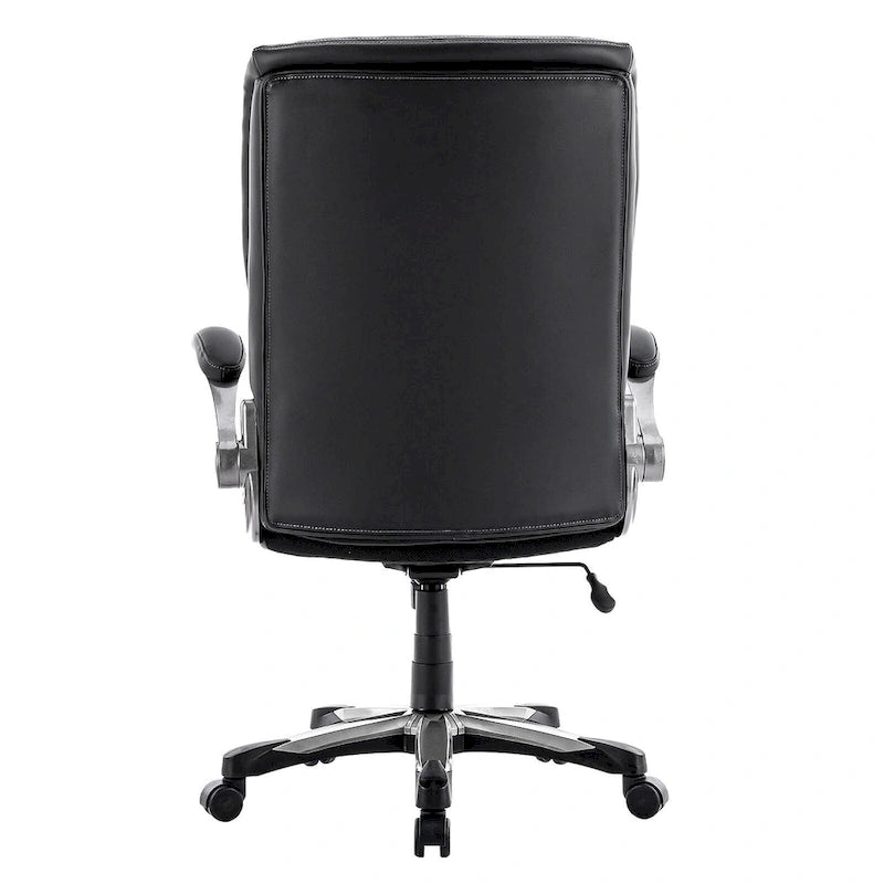 Chaise de bureau à dossier haut en cuir PU marron/noir/ivoire avec accoudoirs relevables, siège large, 1 personne, 181 kg