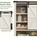 Meuble de rangement WC avec porte coulissante style grange – Noir / Gris / Blanc / Blanc cassé, style ferme