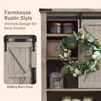 Meuble de rangement WC avec porte coulissante style grange – Noir / Gris / Blanc / Blanc cassé, style ferme