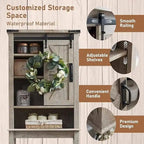 Meuble de rangement WC avec porte coulissante style grange – Noir / Gris / Blanc / Blanc cassé, style ferme