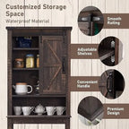 Meuble de rangement WC avec porte coulissante style grange – Noir / Gris / Blanc / Blanc cassé, style ferme