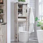 Meuble de rangement WC avec porte coulissante style grange – Noir / Gris / Blanc / Blanc cassé, style ferme