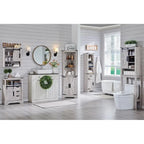 Meuble de rangement WC avec porte coulissante style grange – Noir / Gris / Blanc / Blanc cassé, style ferme