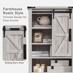 Meuble de rangement WC avec porte coulissante style grange – Noir / Gris / Blanc / Blanc cassé, style ferme