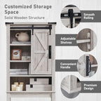 Meuble de rangement WC avec porte coulissante style grange – Noir / Gris / Blanc / Blanc cassé, style ferme