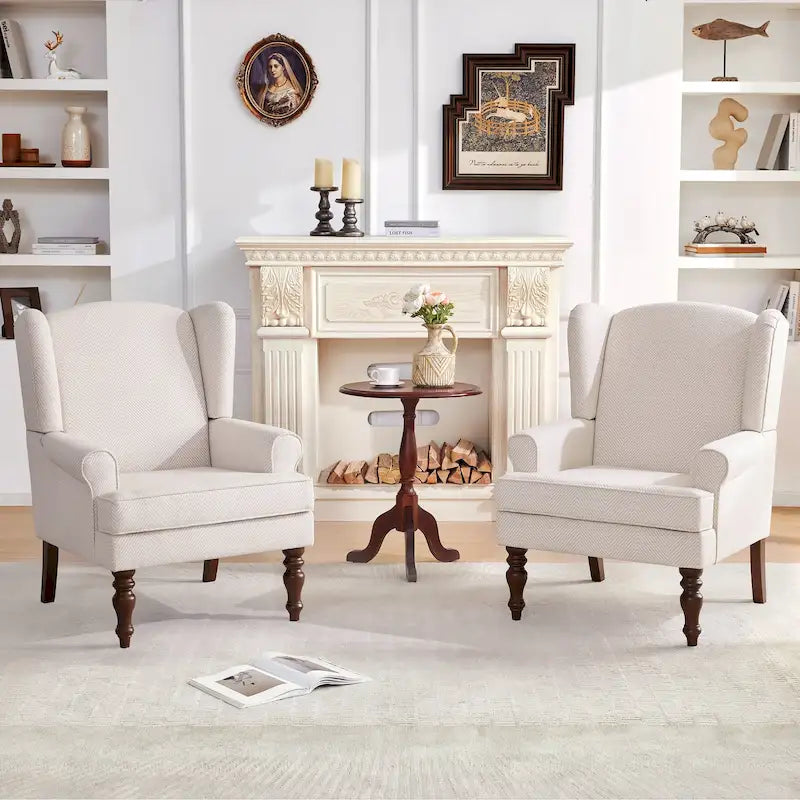 Fauteuil d'appoint à pieds tournés, beige/gris/bleu, une place