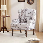 Fauteuil d'appoint à pieds tournés, beige/gris/bleu, une place