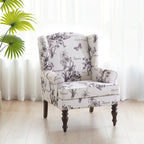 Fauteuil d'appoint à pieds tournés, beige/gris/bleu, une place