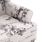 Fauteuil d'appoint à pieds tournés, beige/gris/bleu, une place