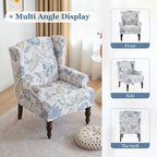 Fauteuil d'appoint à pieds tournés, beige/gris/bleu, une place