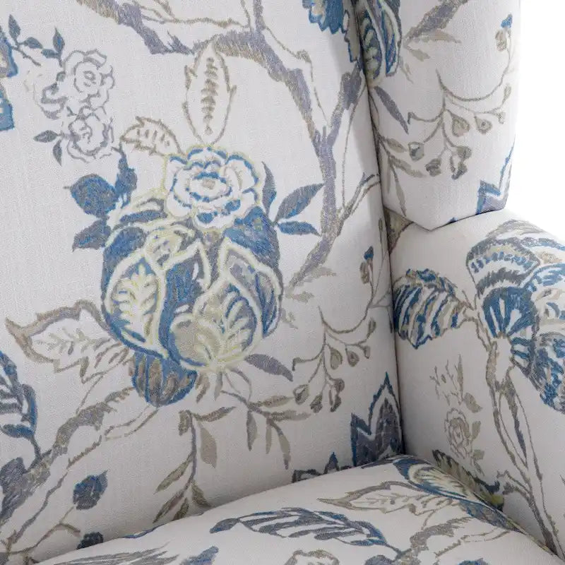 Fauteuil d'appoint à pieds tournés, beige/gris/bleu, une place