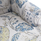 Fauteuil d'appoint à pieds tournés, beige/gris/bleu, une place