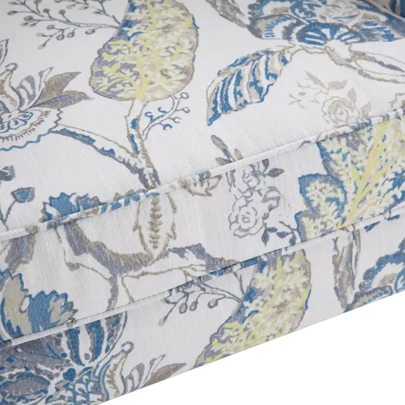 Fauteuil d'appoint à pieds tournés, beige/gris/bleu, une place