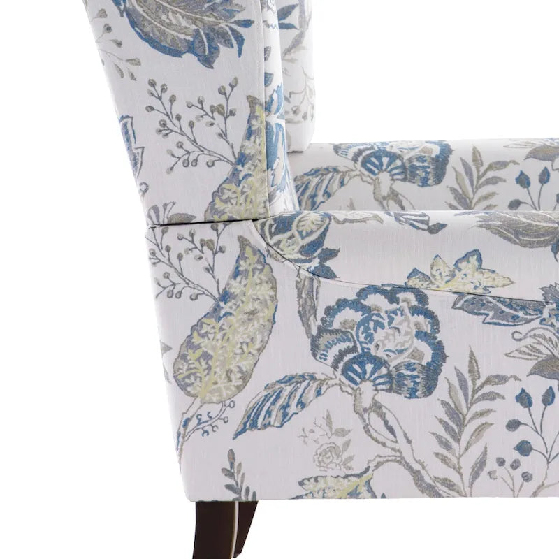 Fauteuil d'appoint à pieds tournés, beige/gris/bleu, une place