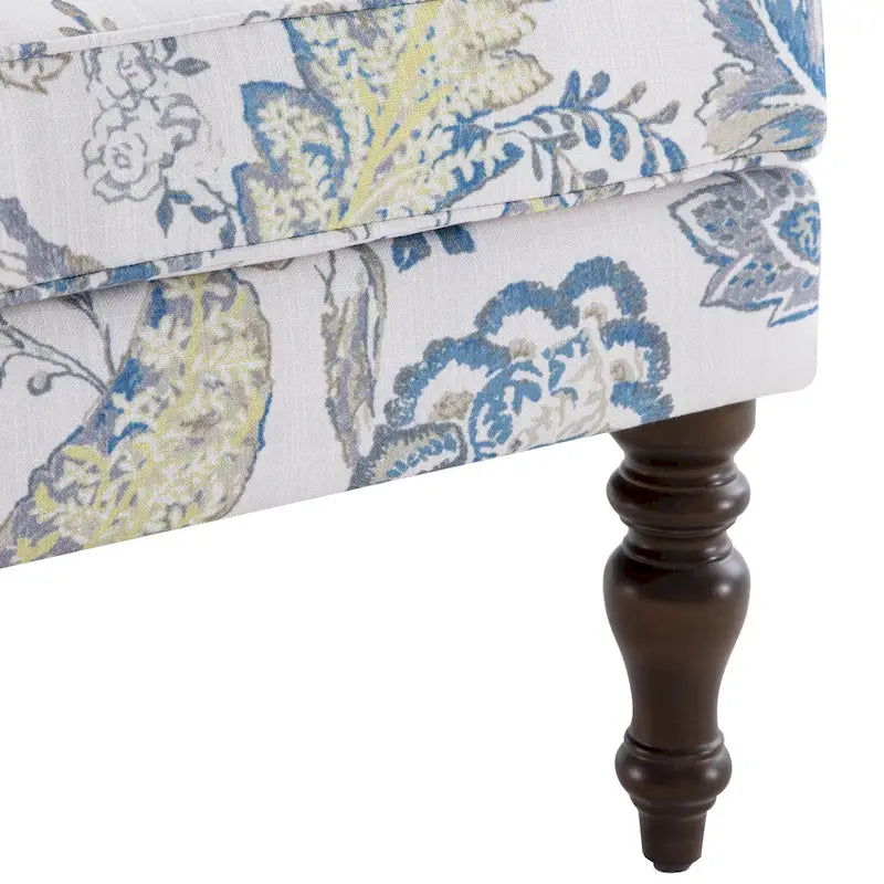 Fauteuil d'appoint à pieds tournés, beige/gris/bleu, une place
