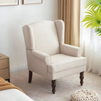 Fauteuil d'appoint à pieds tournés, beige/gris/bleu, une place