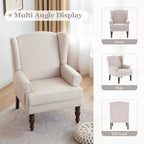 Fauteuil d'appoint à pieds tournés, beige/gris/bleu, une place