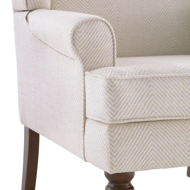 Fauteuil d'appoint à pieds tournés, beige/gris/bleu, une place