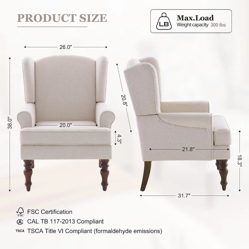 Fauteuil d'appoint à pieds tournés, beige/gris/bleu, une place