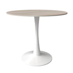 Table à manger ronde pour 4 – Blanc/Noir, Plateau en pierre frittée, Piétement central