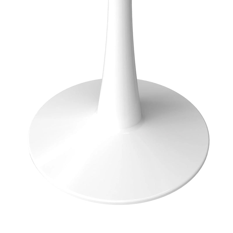 Table à manger ronde pour 4 – Blanc/Noir, Plateau en pierre frittée, Piétement central