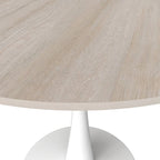 Table à manger ronde pour 4 – Blanc/Noir, Plateau en pierre frittée, Piétement central