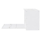 Lit escamotable grand format blanc/gris avec armoire, tiroirs et tabourets, 1 place