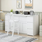 Lit escamotable grand format blanc/gris avec armoire, tiroirs et tabourets, 1 place