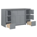 Lit escamotable grand format blanc/gris avec armoire, tiroirs et tabourets, 1 place