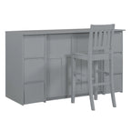 Lit escamotable grand format blanc/gris avec armoire, tiroirs et tabourets, 1 place