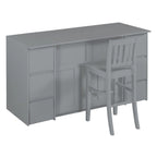 Lit escamotable grand format blanc/gris avec armoire, tiroirs et tabourets, 1 place