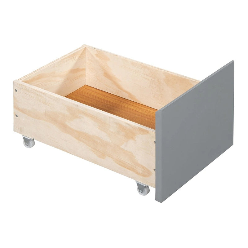 Lit escamotable grand format blanc/gris avec armoire, tiroirs et tabourets, 1 place