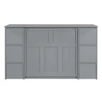 Lit escamotable grand format blanc/gris avec armoire, tiroirs et tabourets, 1 place