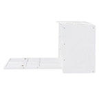Lit escamotable grand format blanc/gris avec armoire, tiroirs et tabourets, 1 place
