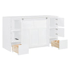 Lit escamotable grand format blanc/gris avec armoire, tiroirs et tabourets, 1 place