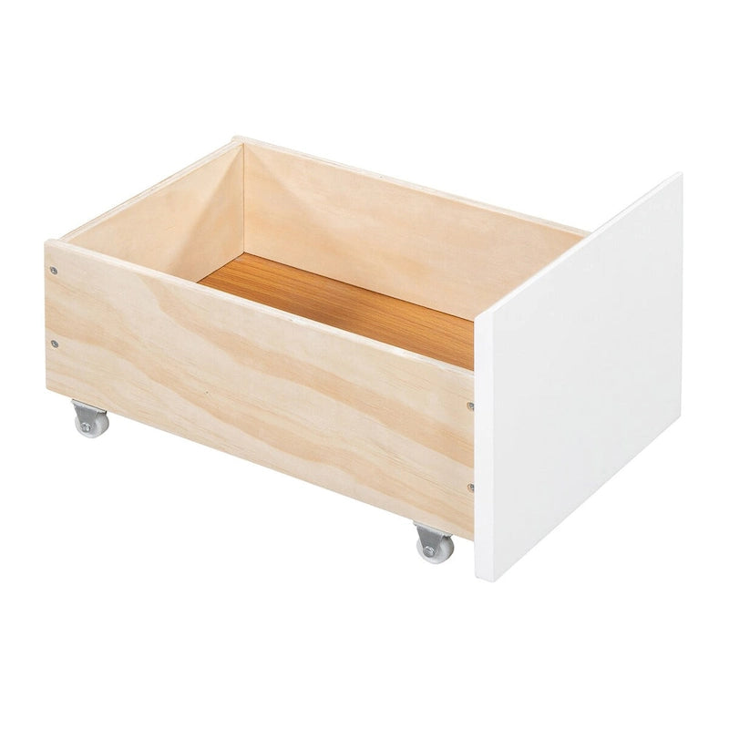 Lit escamotable grand format blanc/gris avec armoire, tiroirs et tabourets, 1 place