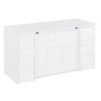 Lit escamotable grand format blanc/gris avec armoire, tiroirs et tabourets, 1 place