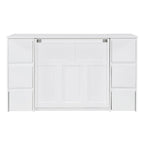 Lit escamotable grand format blanc/gris avec armoire, tiroirs et tabourets, 1 place